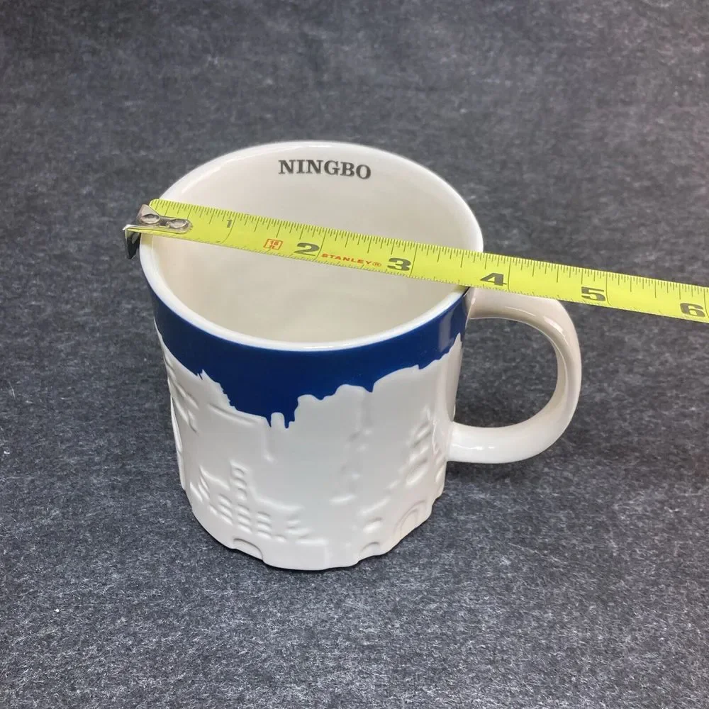 Starbucks Ningbo 2013 Relief 3D Coffee Tea Cup Mug 16 oz‎ City Skyline Blue